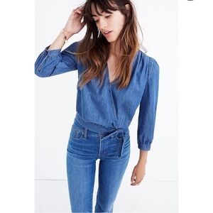 Madewell Denim Wrap Blouse